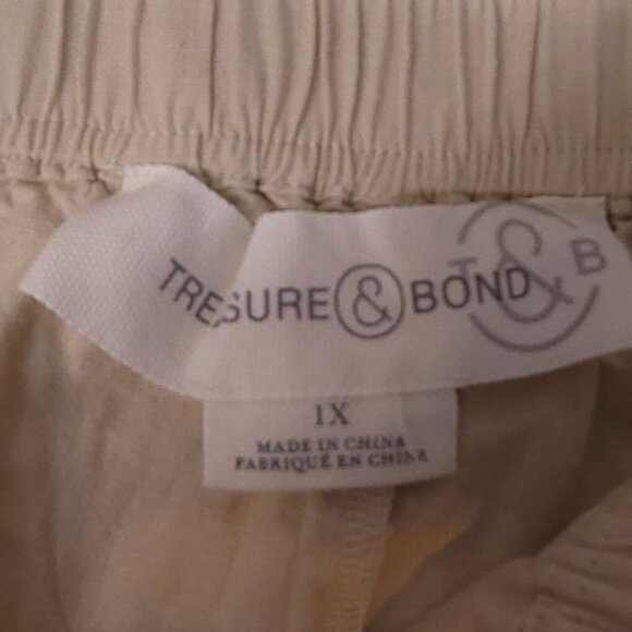 Treasure & Bond Womens Casual Shorts Beige Linen Blend Pockets Button 1X‎ New - Picture 8 of 10